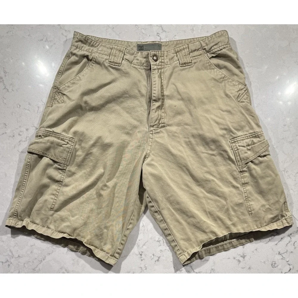 VTG Y2K DC Shoes Cargo Shorts Mens 34 Khaki Utility Skate‎ Baggy Streetwear